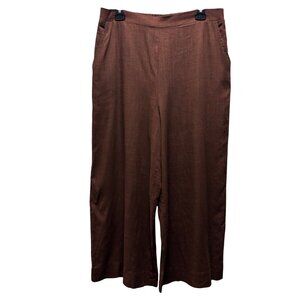 House Of Harlow 1960 Womens Wide-Leg Crop High-Waist Brown Pants Size L